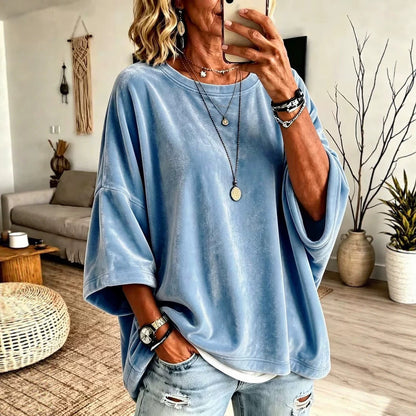 Womens Round-neck Top, Velvet Sweatshirt