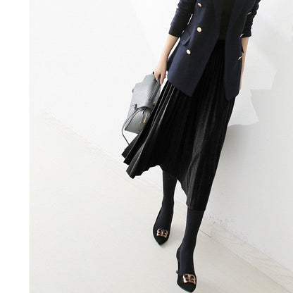 Versatile Knitted Pleated High-Waisted Skirt