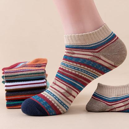 Mens Socks Harajuku-style Ankle Socks With Ethnic Patterns
