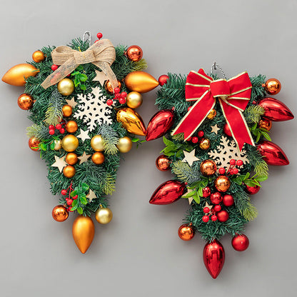 Christmas Decoration Upside Down Christmas Tree Horn Rattan Christmas Wreath