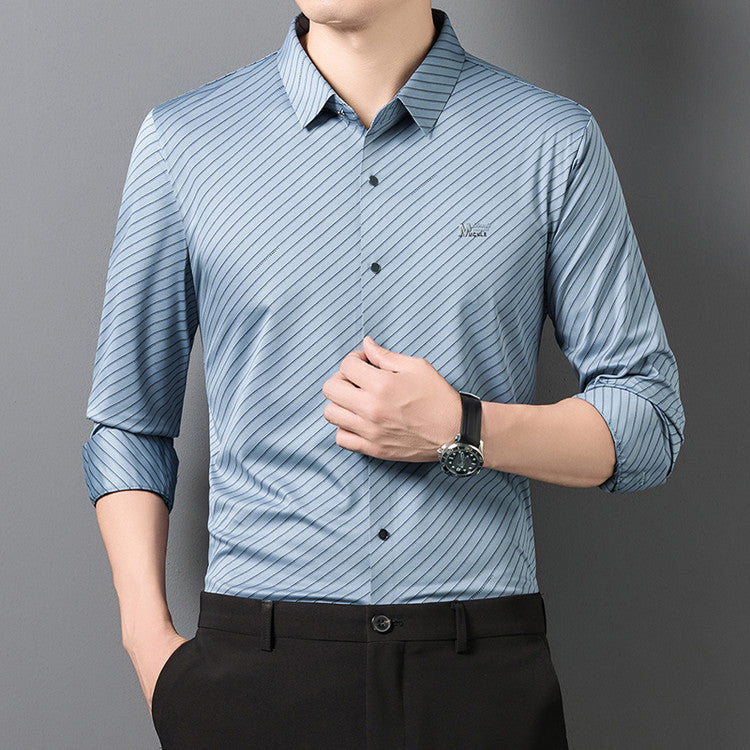 Long-sleeved Striped Mens Shirt