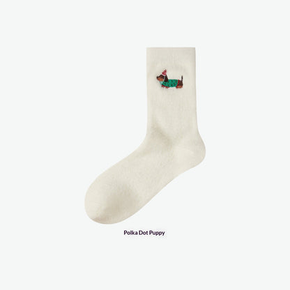 Playful Dachshund Embroidered Socks For Women