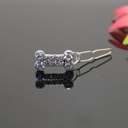Rhinestone Dog Bone Barrettes Pet Decorations