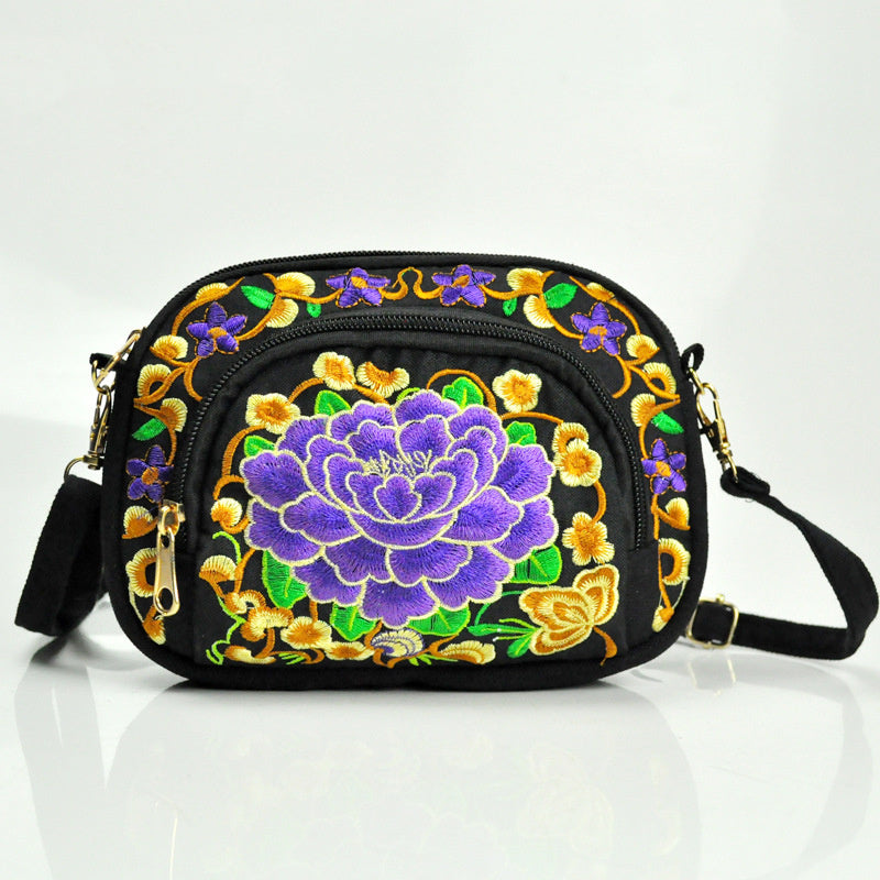 Reversible Embroidered Canvas Coin Purse