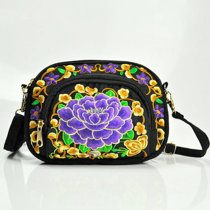 Reversible Embroidered Canvas Coin Purse