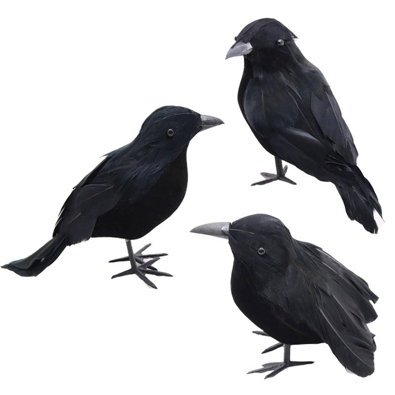 Halloween Party Black Simulation Feather Crow Decorations