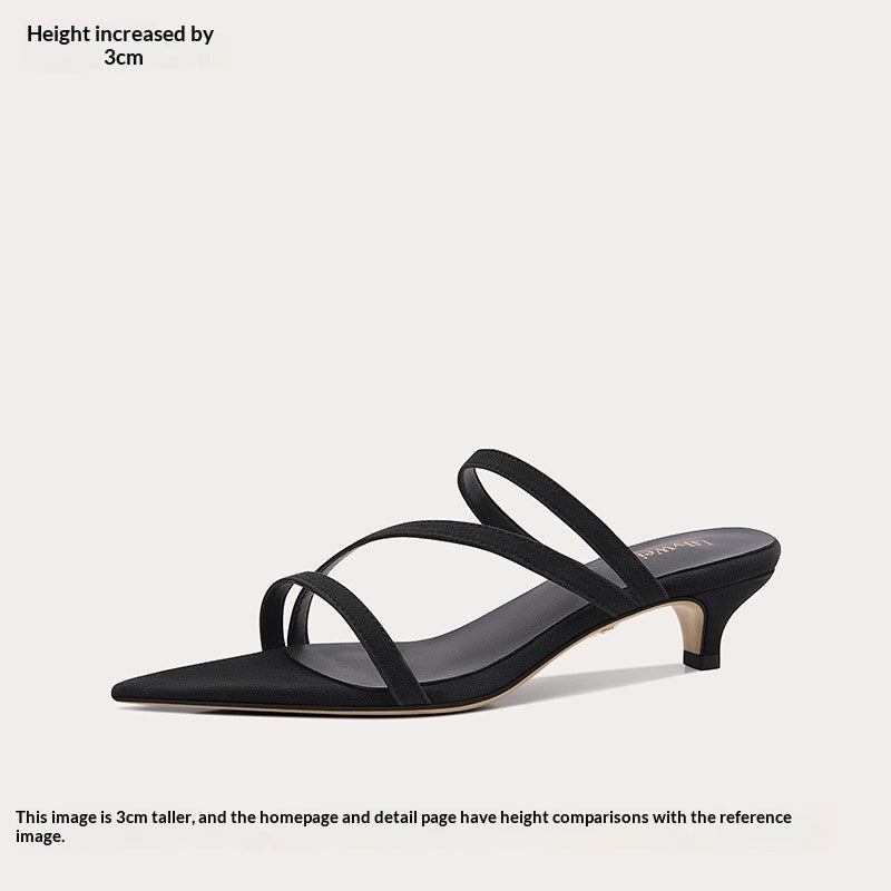 Pointed-toe Open-toe Single-strap High-heeled Sandals