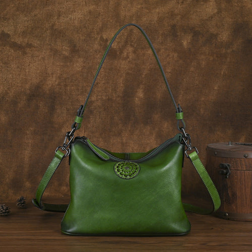 Vintage Womens Full-grain Leather Crossbody Bag