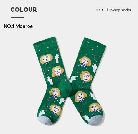 French Creative Socks Illustration Art Socks For Men And Women Couples