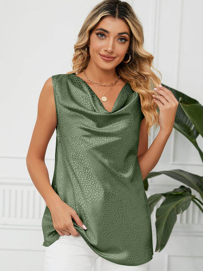 Solid Cowl Neck Top for Women in Opaque Rayon Blend