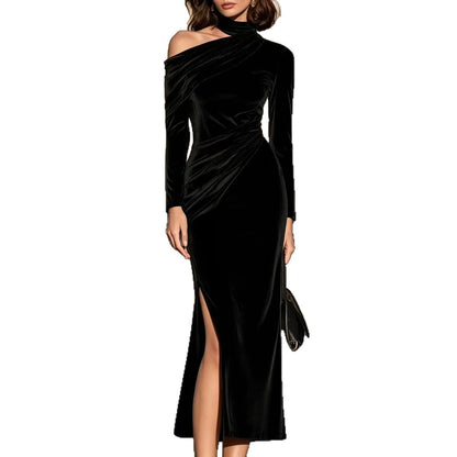 Women's French-style Asymmetrical One-shoulder Dress