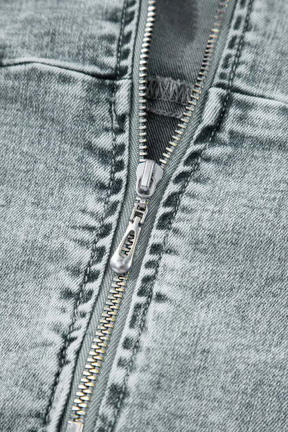 Back Zipped Mini Cami Denim Dress
