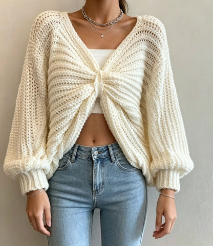 Irregular Knitted Pullover Sweater Top For Women
