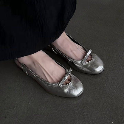 2026 New Vintage Style Lace-Up Shallow Mouth Flats, Women Round Toe Lightweight Versatile Pumps