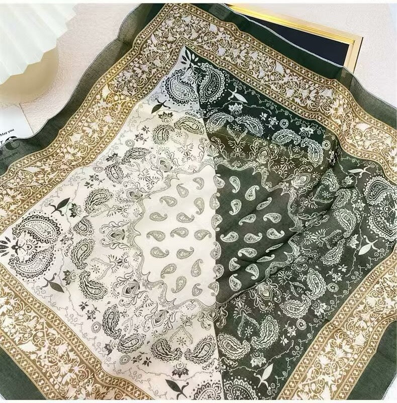 Korean-style Fresh And Delicate Floral Silk Scarf
