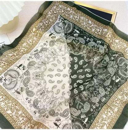 Korean-style Fresh And Delicate Floral Silk Scarf