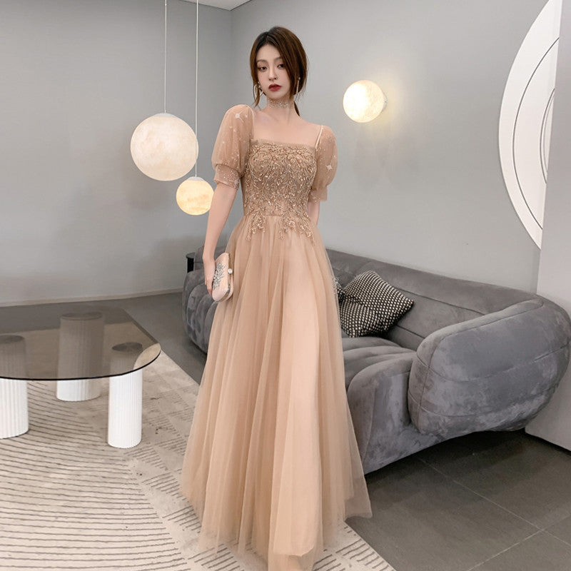 Champagne Bridesmaid Dresses Appear Slim To The Small Crowd