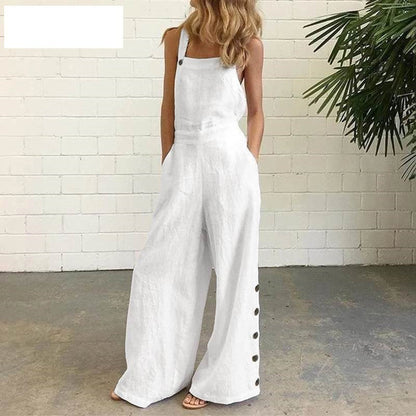 Womens Floral-print Side-pocket Relaxed-fit Suspender Pants