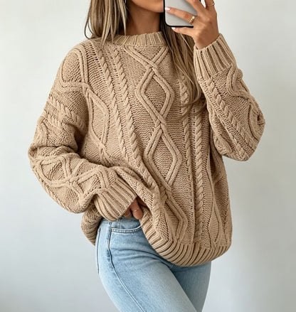 Women's Round-neck Solid-color Loose-fit Casual Sweater