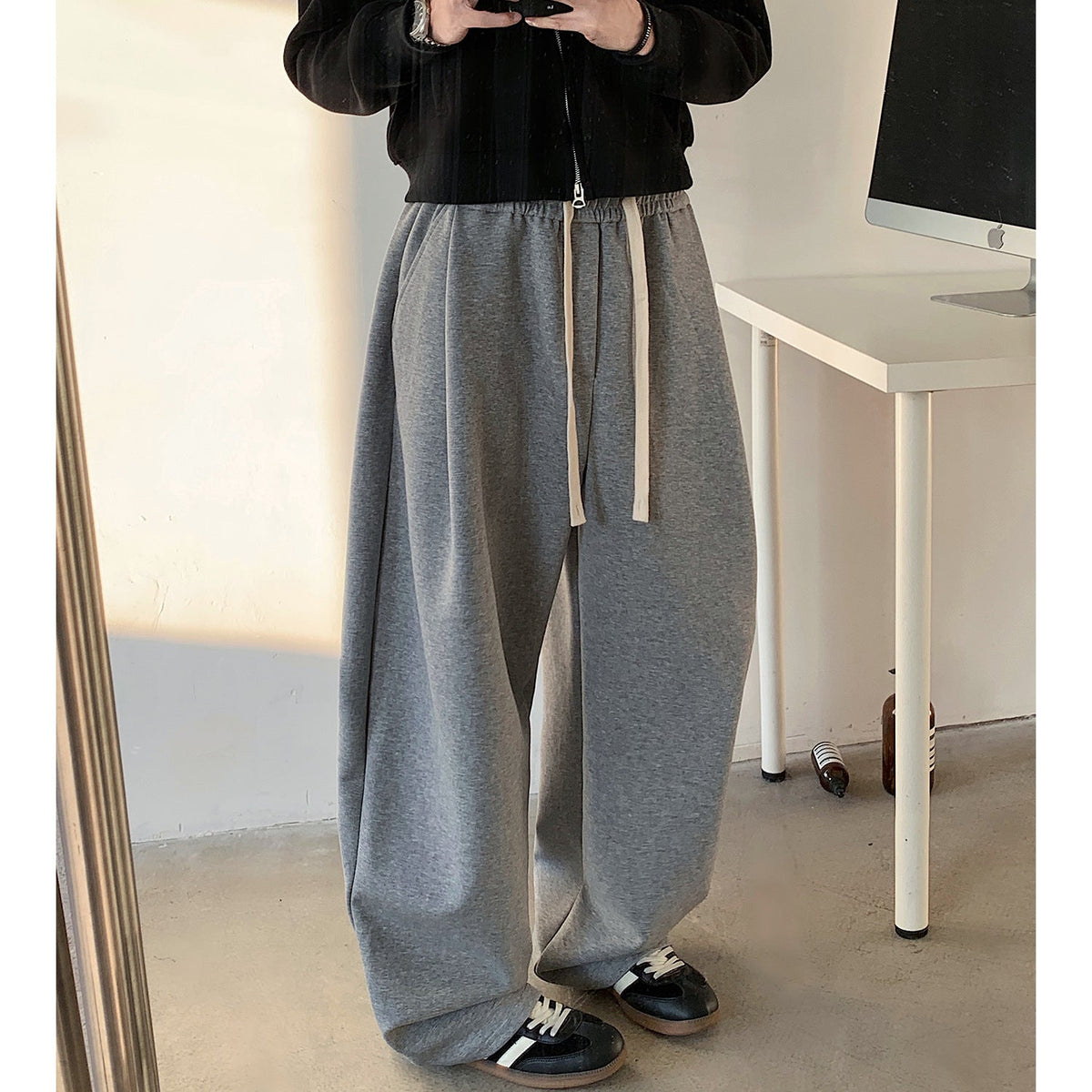 Plus Size Fleece-lined Heavy Loose Track Pants