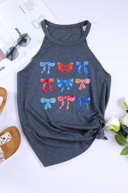 Bow Graphic Round Neck Tank for Stylish Summer Wear