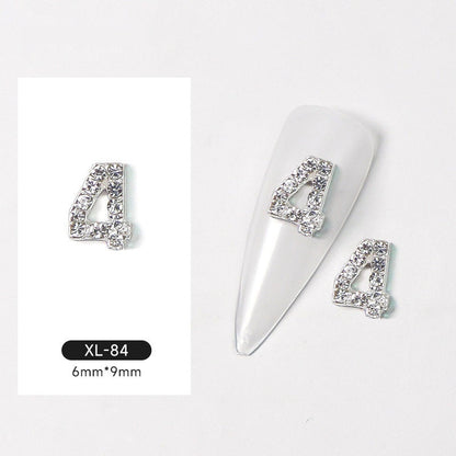 Silver Digital Sparkling Diamond Alloy Nail Decoration