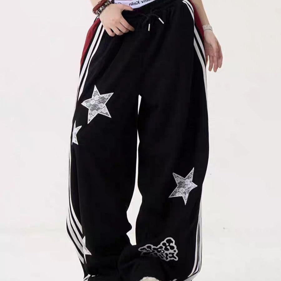 Retro Star-embroidered Casual Sports Sweatpants