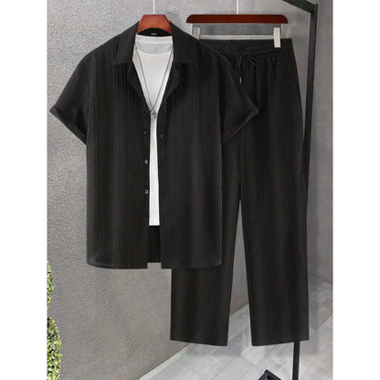 Digital-print Short-sleeve Shirt And Pants Set