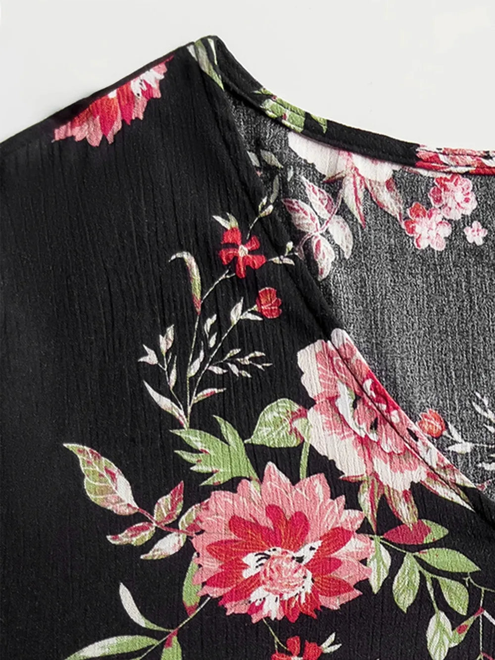 Plus Size Floral Flare Sleeve Dress