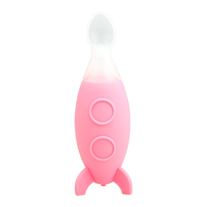 Creative Small Rocket Squeeze Silicone Feeding Spoon Baby Food Supplement Feeding Bottle