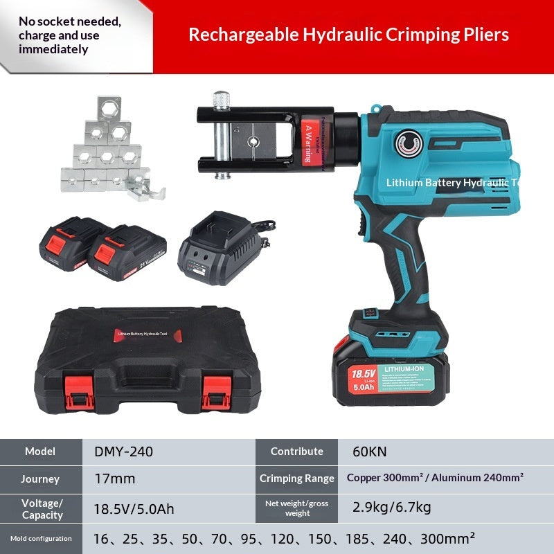 Compact Lithium-battery-powered Hydraulic Crimper Portable Wire Crimping Tool