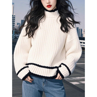 Women's Loose-fit Retro Casual Knit Top