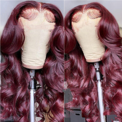 Wine Red Curly Lace Front Wig