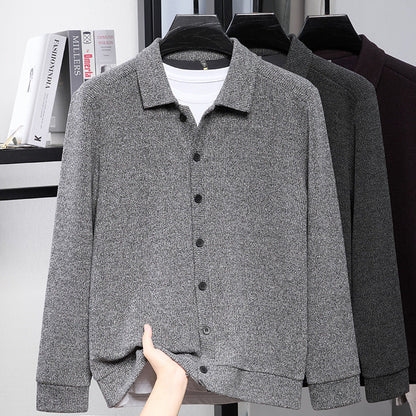 Men's Long-Sleeved Knitted SpringSummer Fashionable Lapel Warm Outerwear New Style Sweater