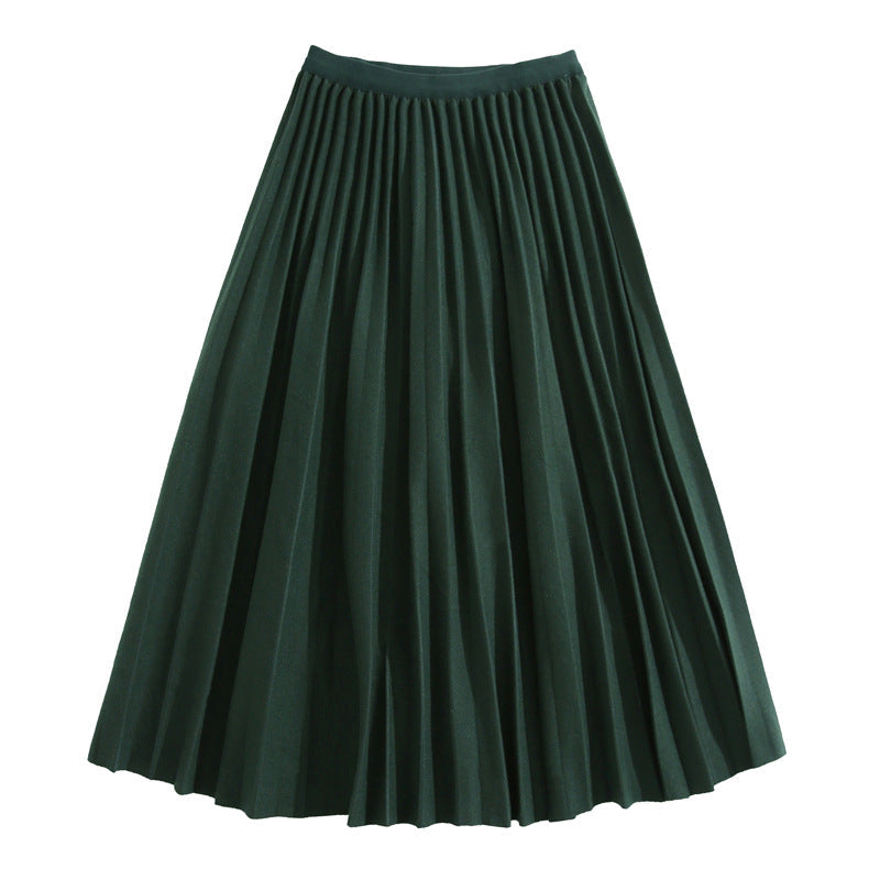 Versatile Knitted Pleated High-Waisted Skirt