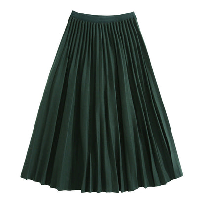 Versatile Knitted Pleated High-Waisted Skirt