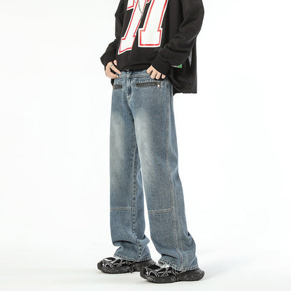 Fashion American Stitching Zipper Jeans Men