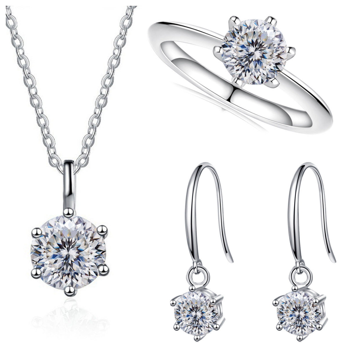3-Carat Sterling Silver Moissanite Jewelry Set