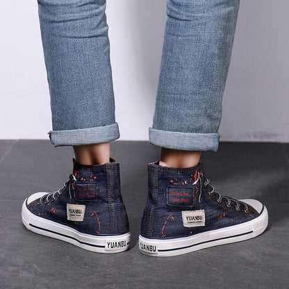 Men's Denim Canvas Shoes Trendy High-top Shoes