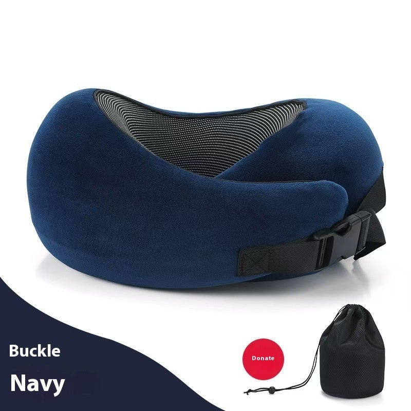 Soft Memory Foam Travel Neck Pillow U Shape Adjustable Support Comfortably Sleeping On Plane Car Office Noon Break