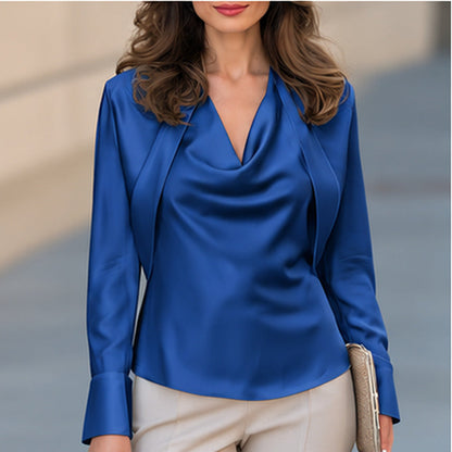 Women's V-neck Long-sleeved Shirt