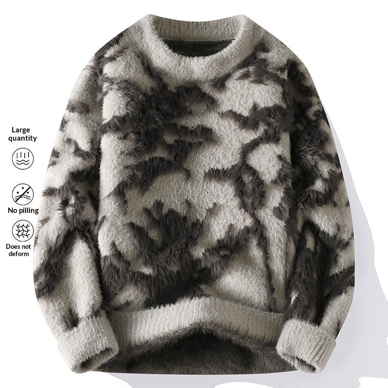 Mens Casual Thickened Mock-neck Sweater
