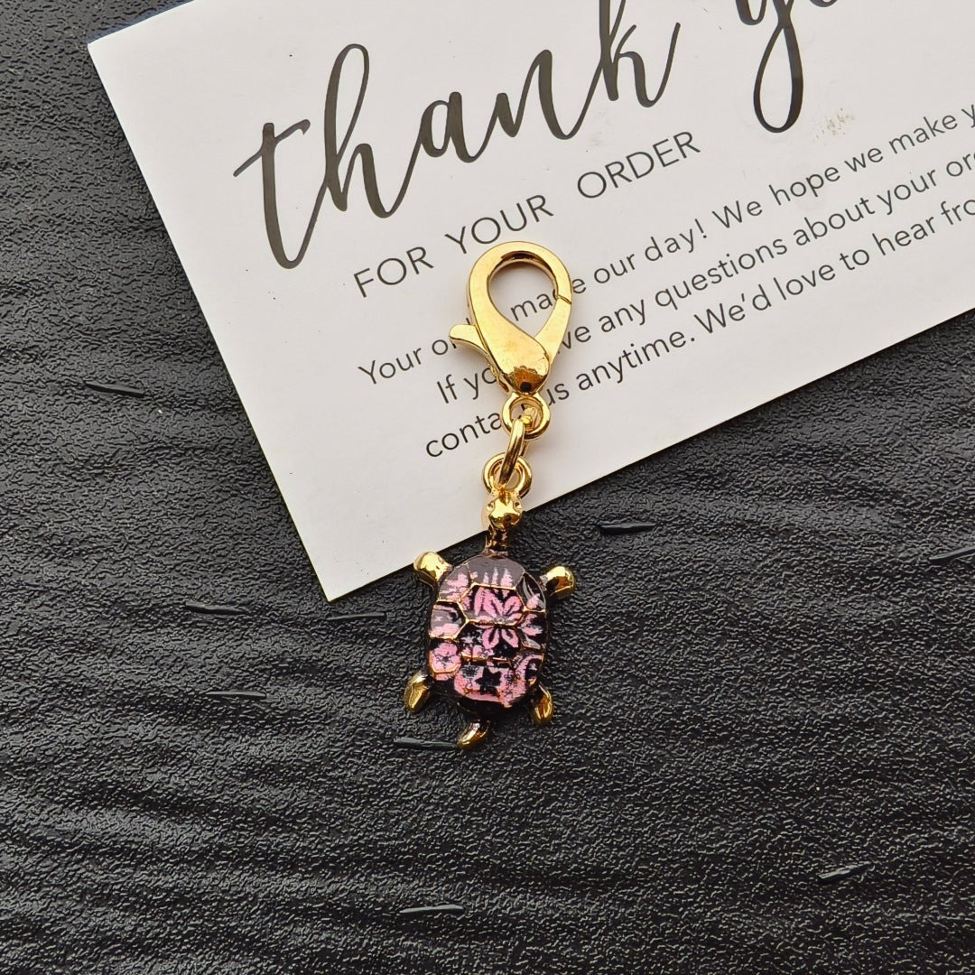 Colorful Oil-drop Turtle Keychain Pendant, Alloy Accessory, Creative Design