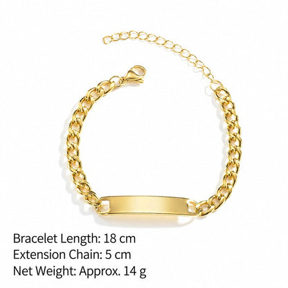 Unisex Stainless Steel ID Curb Chain Bracelet