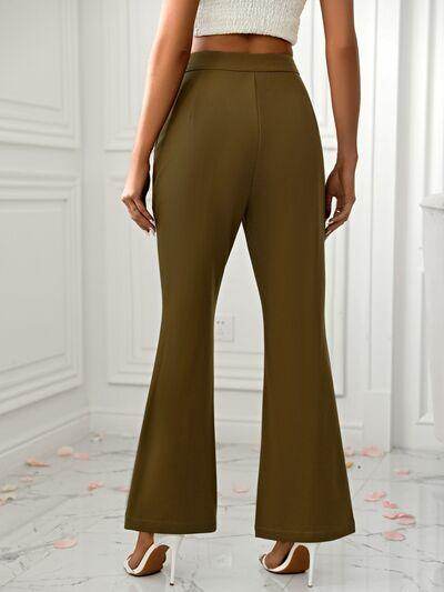 Slit Flare Pants with Pockets for Stylish Comfort