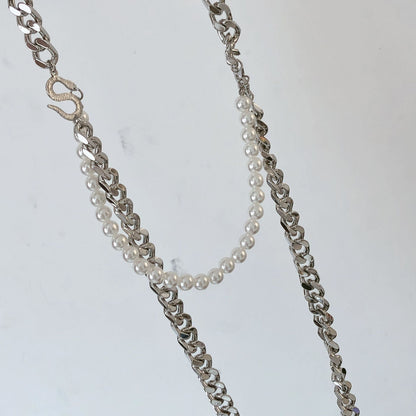Thick Chain Snake-shaped Pendant Belt Double Pearl Girdle