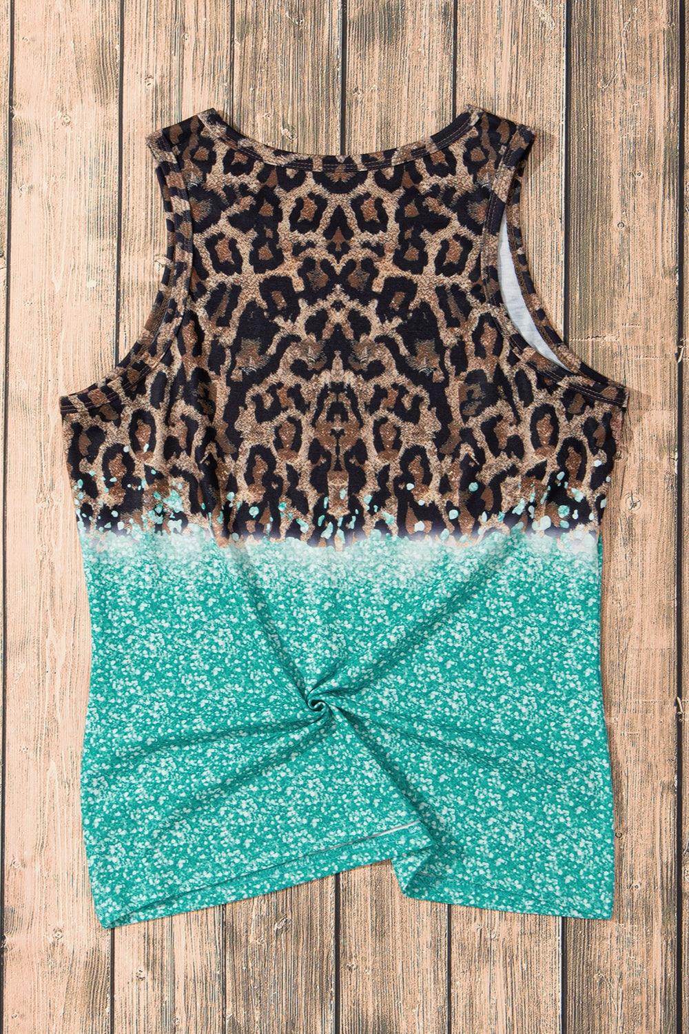Leopard Geometric Round Neck Tank for Casual Elegance