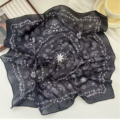 Korean-style Fresh And Delicate Floral Silk Scarf