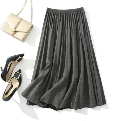 Versatile Knitted Pleated High-Waisted Skirt