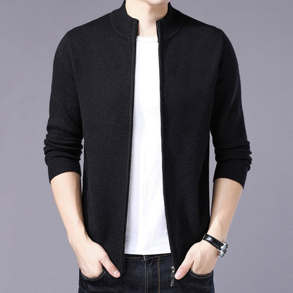 Mens Thickened Warm Solid-color Sweater